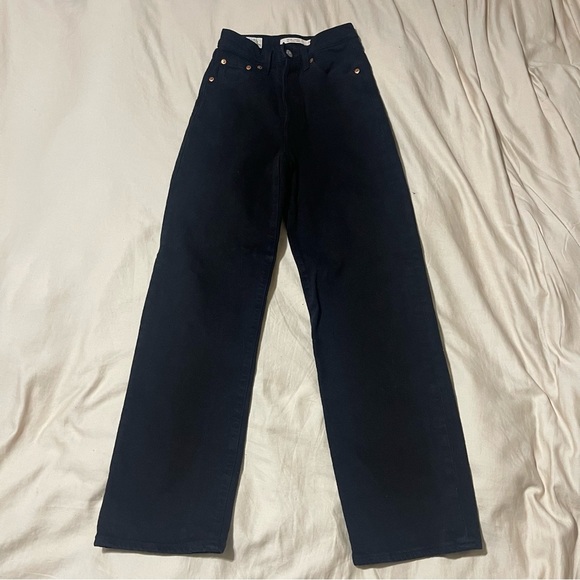 Levi's Premium Ribcage Straight Black Jeans W23L27 - Picture 4 of 12